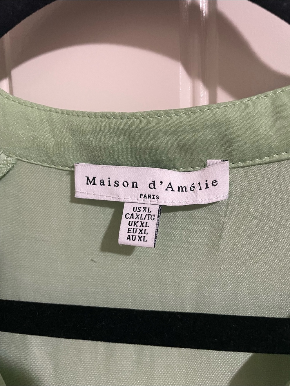 Women's Sage Green V-Neck Long Sleeve Blouse - Picture 2 of 5